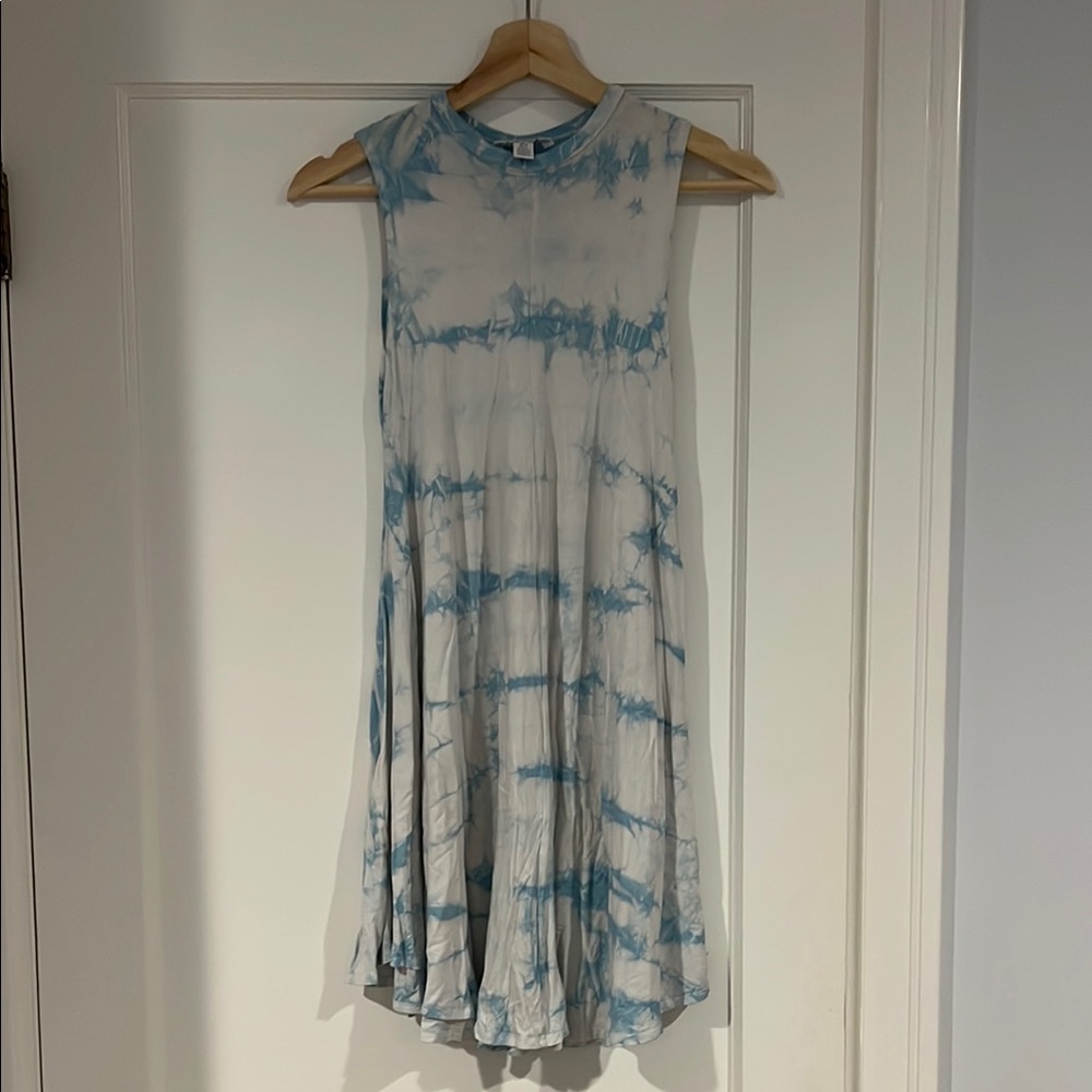 Nordstrom Blue and White Sleeveless Mock Neck Sundress